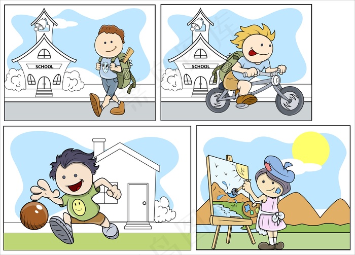 卡通小孩向量集的插图