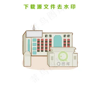 手工绘制矢量楼房图片