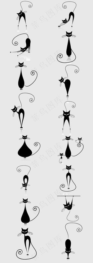 卡通小猫手绘猫矢量素材