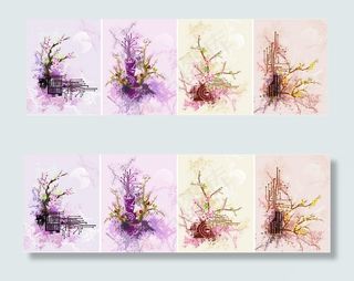 矢量梅花插画花纹素材