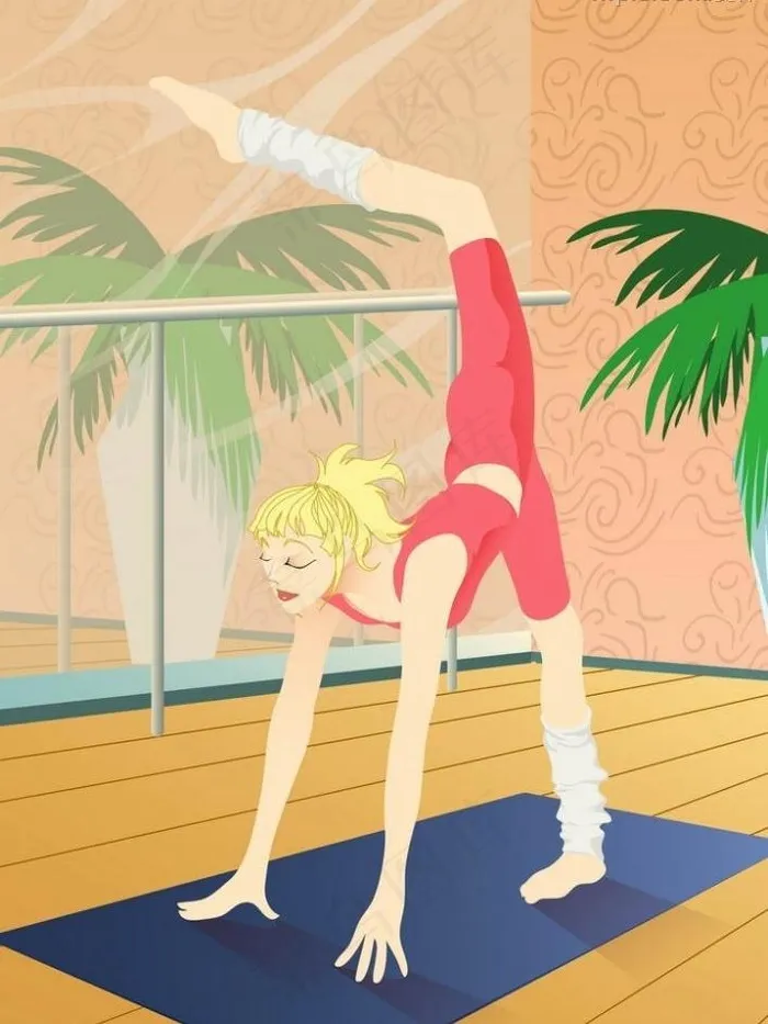 美女练瑜珈图片ai矢量模版下载