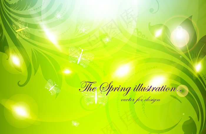 春天光阴绿草背景矢量图