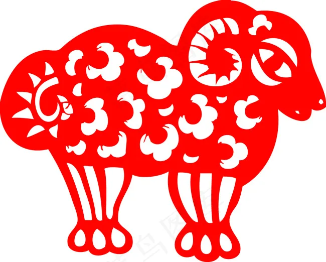 羊年卡通画绵羊ai矢量模版下载