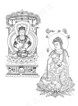 佛教元素线稿 图片素材