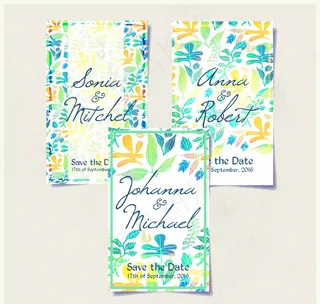 手画的婚礼卡片组