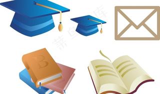 矢量博士帽 书本