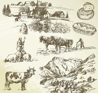 欧式线稿手绘图图片