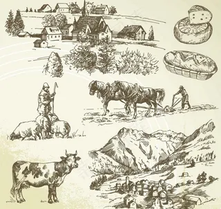 欧式线稿手绘图图片