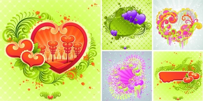 情人节爱心清雅背景矢量素材