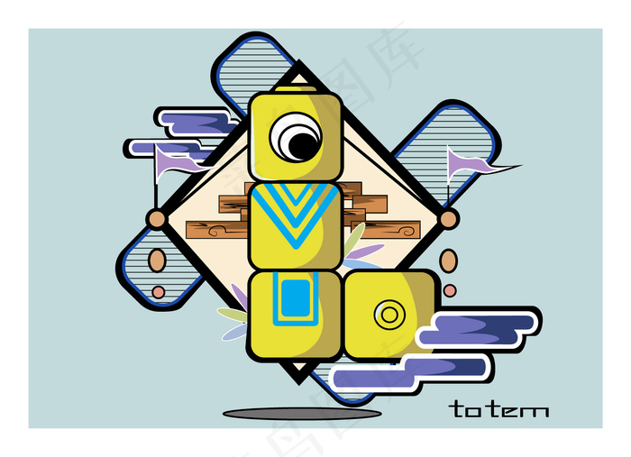 黄色扁平纪念碑谷插画