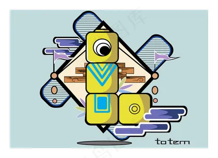 黄色扁平纪念碑谷插画