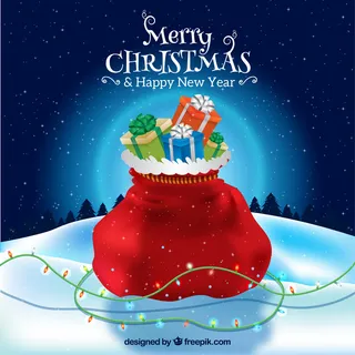 雪上的红色袋子