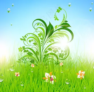 花纹草地气泡绿色春天图片