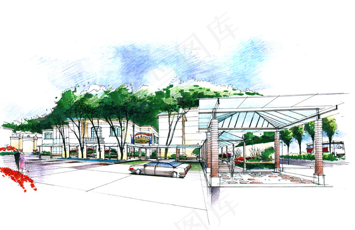 环境线稿图图片