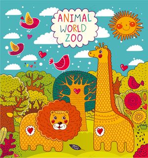 可爱卡通花卉动物花纹矢量素材