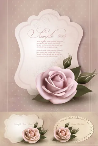 怀旧的玫瑰装饰卡片矢量素材