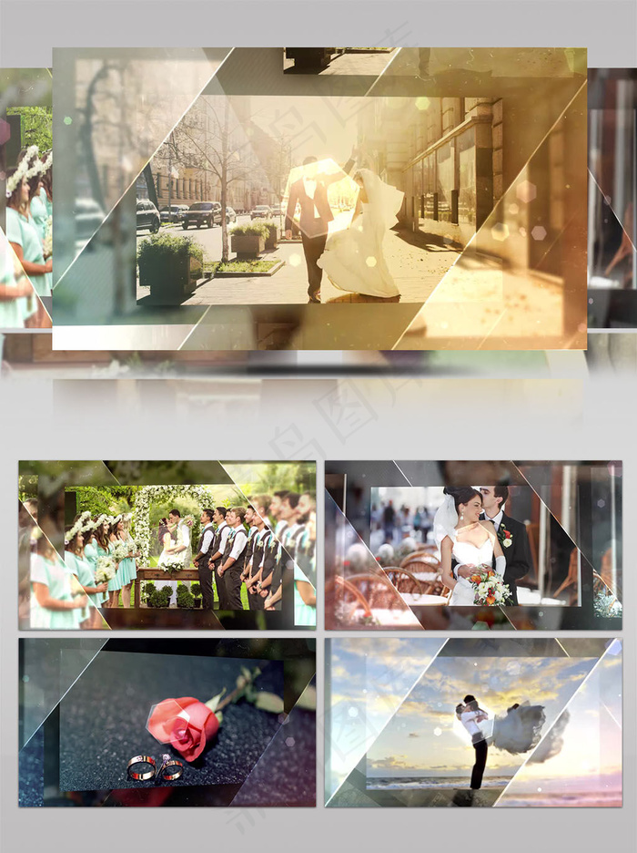 浪漫温暖金色粒子婚礼相册展示AE模板