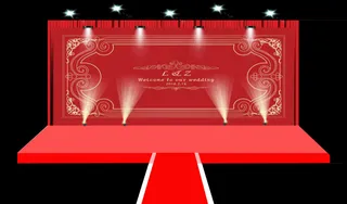 婚礼红色背景主舞台