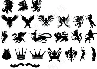 超实用经典矢量花纹元素皇冠