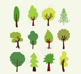 卡通绿树环保用绿化风景插画