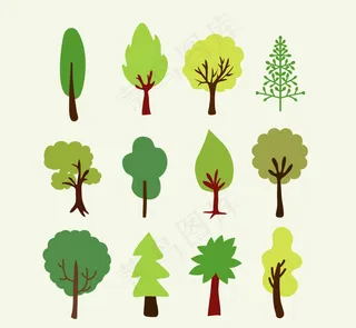 卡通绿树环保用绿化风景插画