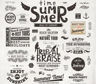 暑假标签的装饰品和矢量02