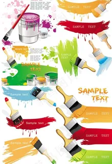 彩色油漆与刷子矢量素材 彩色油漆与刷子矢量素材