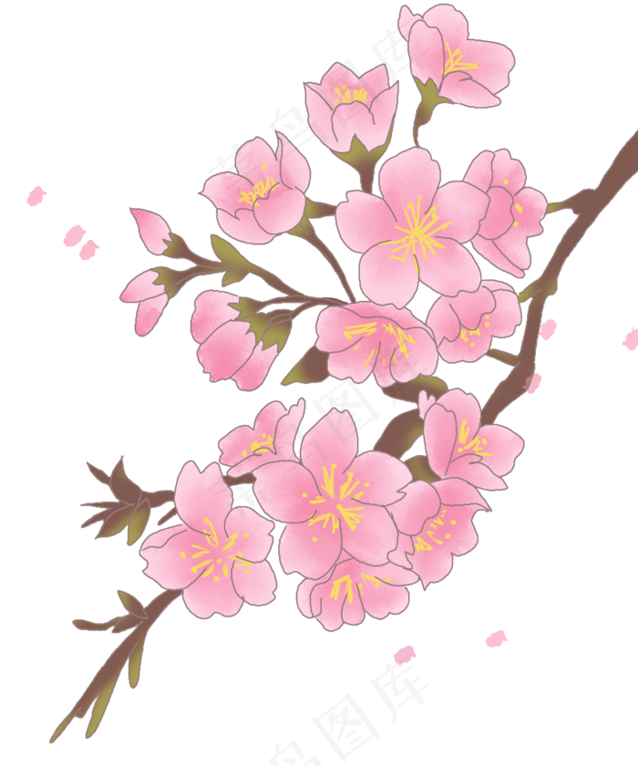 春季飘荡的樱花插画春季飘荡的樱花插画