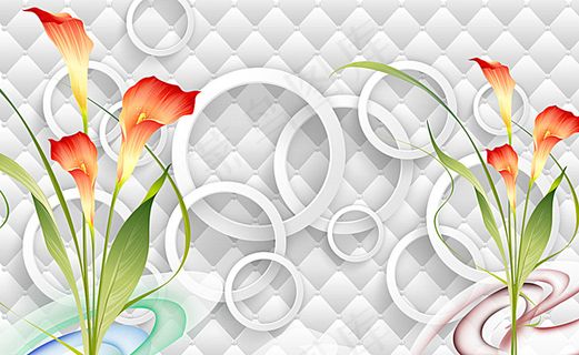 3D马蹄莲背景墙画图片