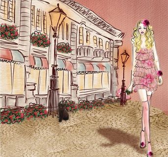 逛街的女孩图片