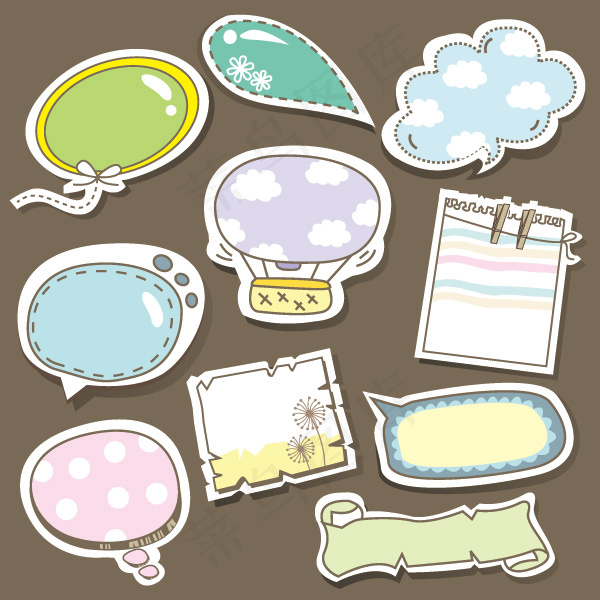 矢量图可爱小熊标签气泡对话框