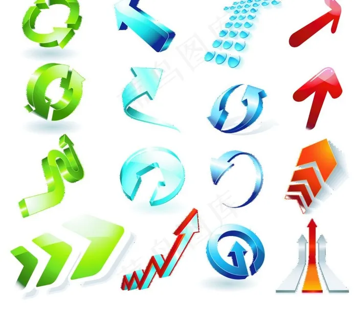 多款3d立体箭头图片psd模版下载