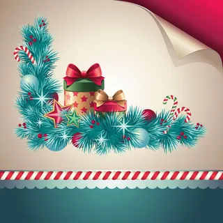 松枝边框圣诞装饰矢量素材