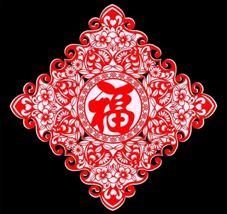 剪纸福图片