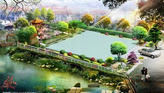 别墅庭院周边绿化效果图片