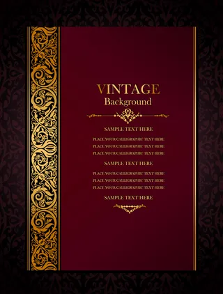 华丽复古花纹邀请函矢量素材