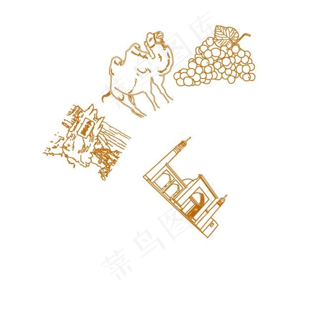 新疆手绘中国名胜景区