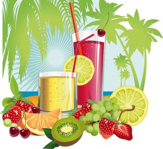 矢量夏季热带饮料素材
