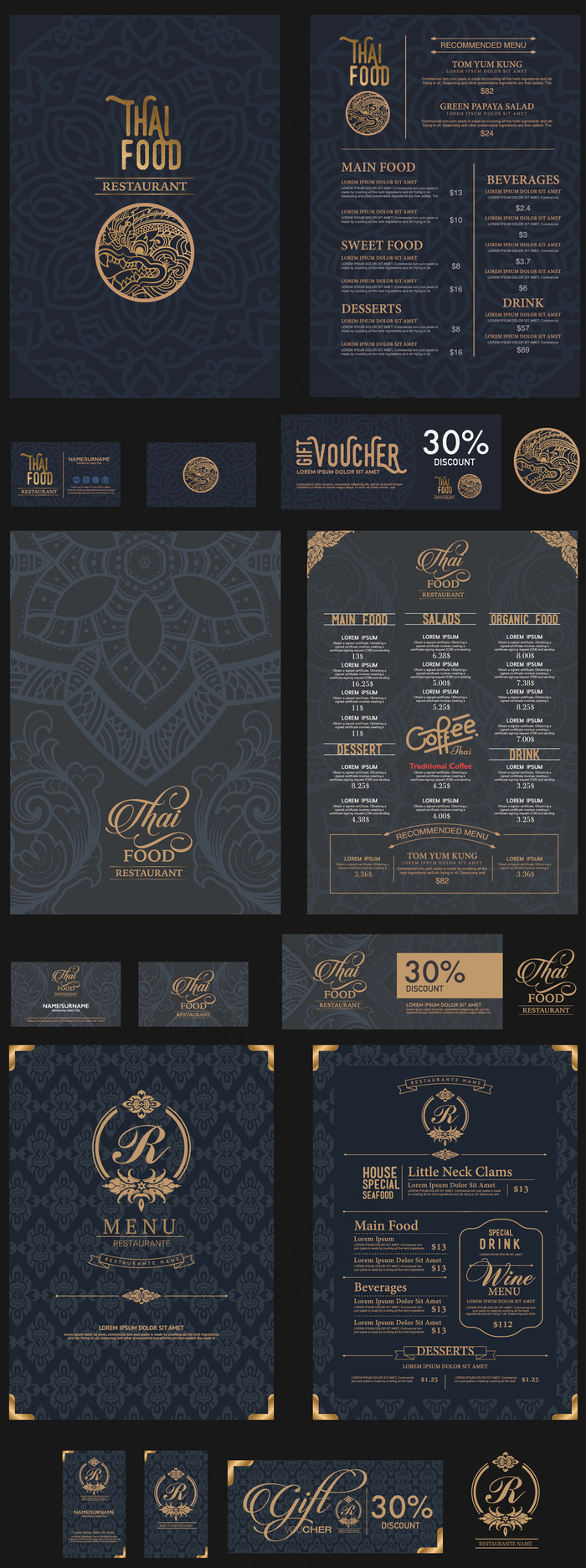 2017欧美黑色奢华餐厅菜单模版素...