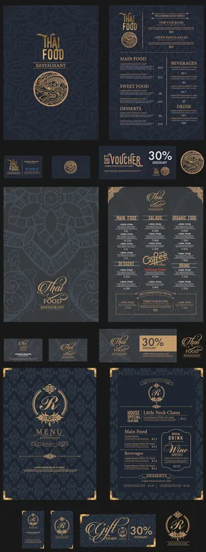 2017欧美黑色奢华餐厅菜单模版素...