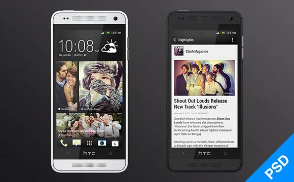HTCOne手机模型psd素材psd模版下载