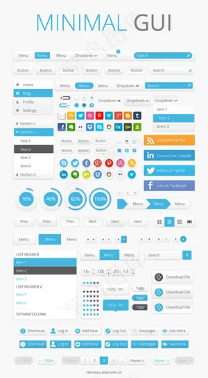 清新蓝色界面PSD分层素材