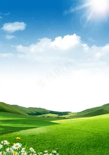 蓝天草地背景 蓝天草地背景