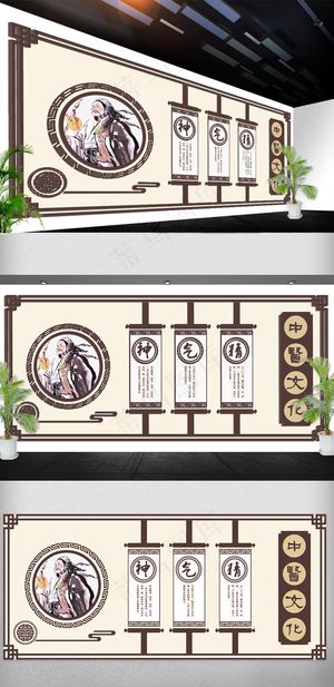 2018年中国风中医文化墙立体免费...