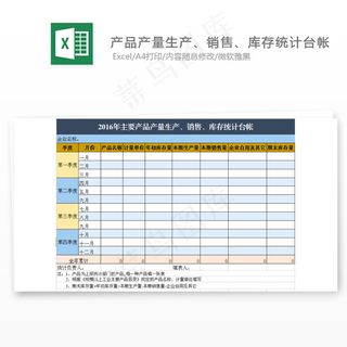 产品产量生产、库存统计台帐