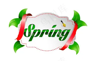 春天标题标签PSD素材