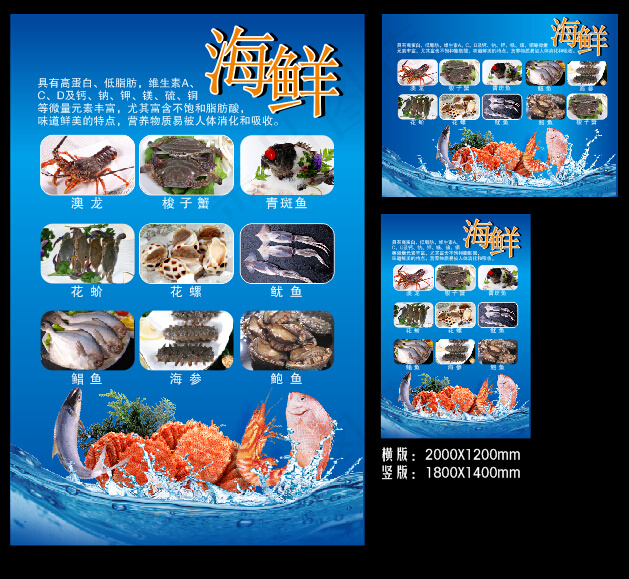 海鲜海报图片(210X297)cdr矢量模版下载