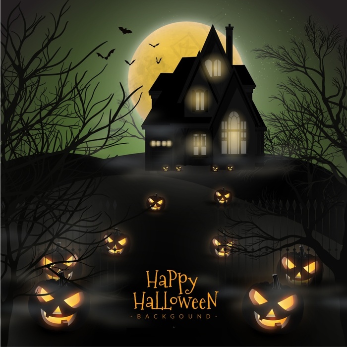 万圣节房子背景宣传海报