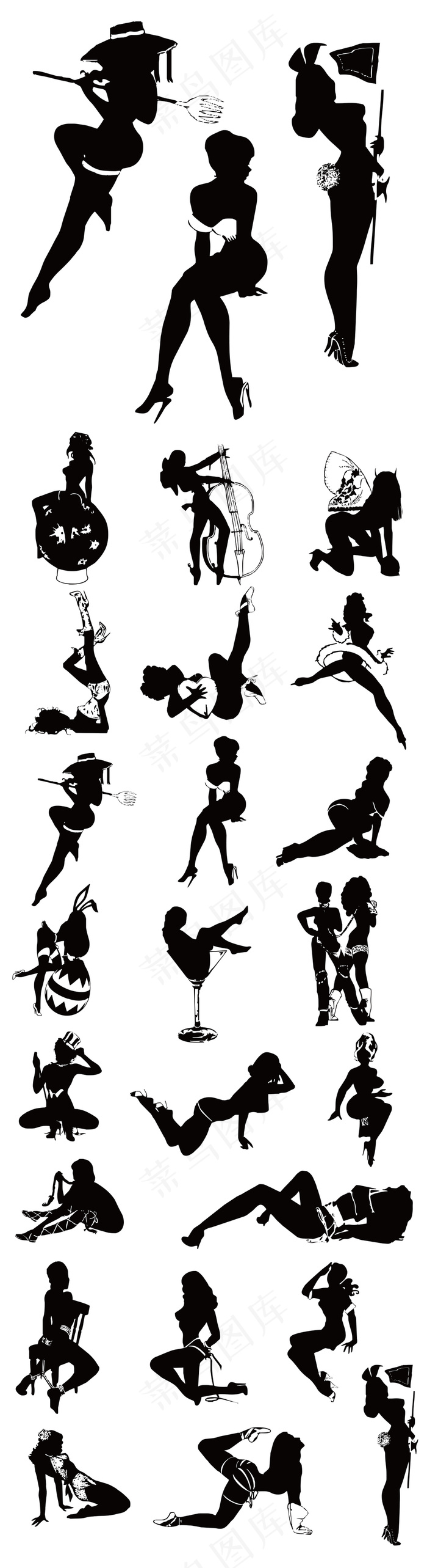 2017欧美性感舞娘兔女郎剪影矢量...ai矢量模版下载