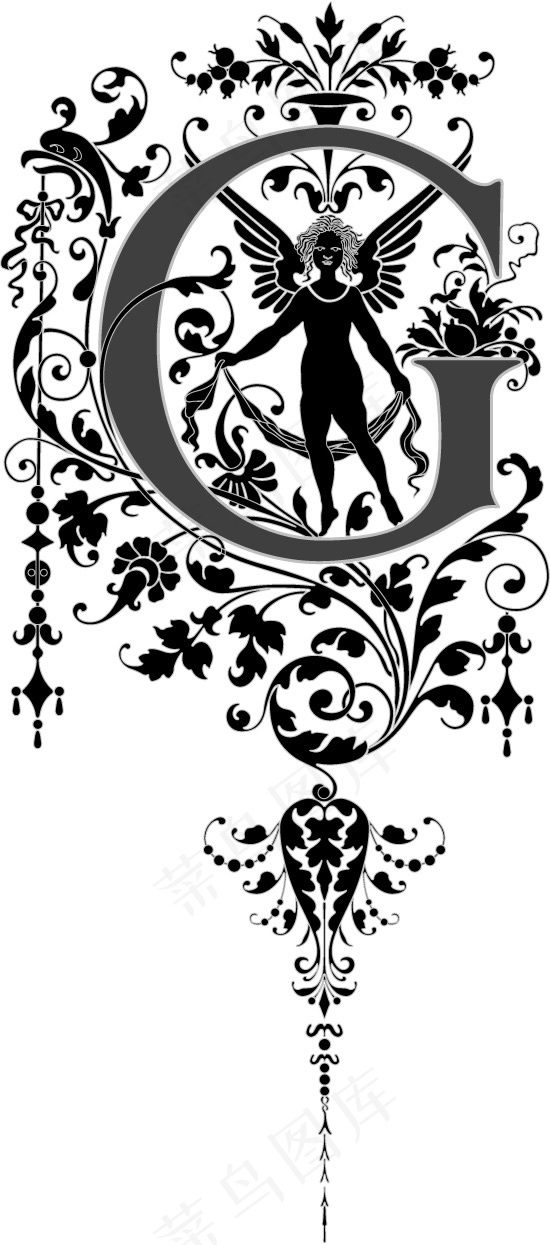 英文字母欧式花纹矢量图